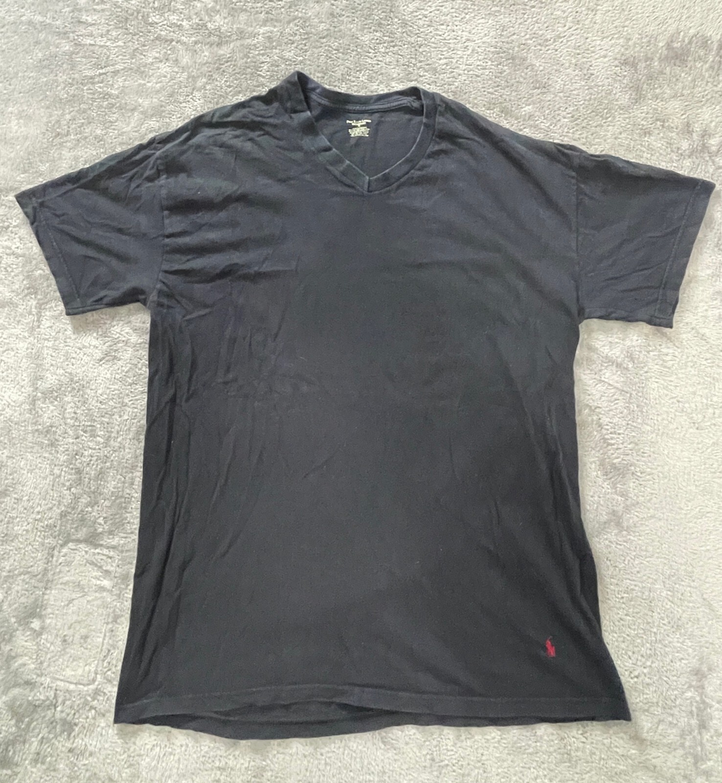 Ralph Lauren Women's XL Black Pony V-Neck Slim Cotton Pullover Shirt