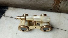 Vintage Style Brass Opera Glasses Binoculars White Mother of Pearl Handle Gift
