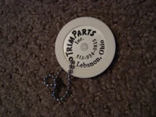 Vintage White Trim Parts Inc Plastic Poker Chip Keychain - Lebanon, OH