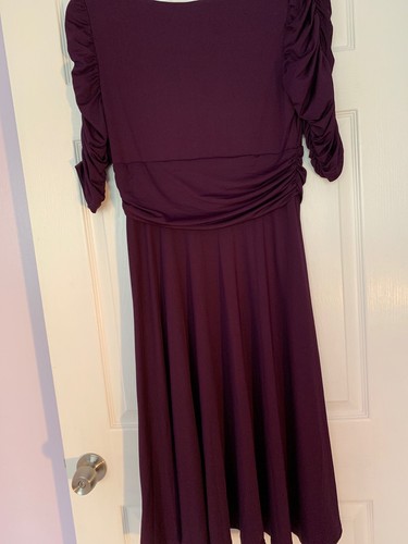 Ever Pretty Purple Party Aline Gathered 3/4 Sleeve Dress Sz 10 - Picture 6 of 12