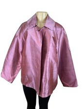 Nina McLemore Metallic Pink Jacket Long Sleeves Wide Collar Hidden Front Women
