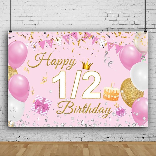 Happy 1/2 Birthday Backdrop Photography Background for 6 Months Baby Birthday... - Picture 2 of 6