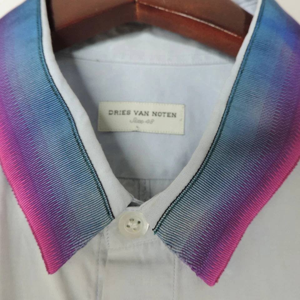 Dries Van Noten 棉纽扣直筒连衣裙女式 48 蓝色无袖上衣衬衫 — 第 3/4 张图片