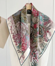 100% Silk 14 Momme Twill Scarf 35" Square Scarf Women Bandana jungle