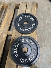 25 LB Olympic Cast Iron Weight Plates - Pair 50lbs Total 2 Hole STANDARD