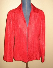 Chico s Red Hook Front Crinkled Textured Lined Blazer Jacket Size 1 M 8/10