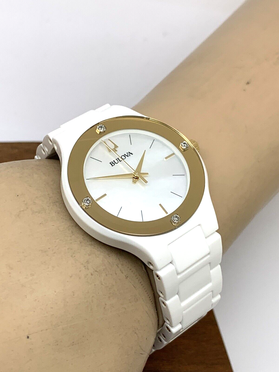 Bulova Women\'s Watch 98R292 Millennia Quartz Gold White Dial Ceramic Diamond Bulova Millennia Quartz Diamond Ladies Watch 98R292  main image 2