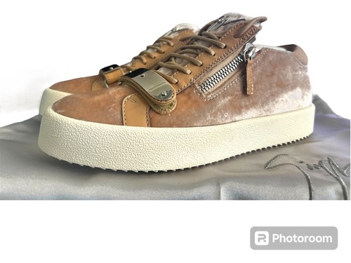 Giuseppe Zanotti Pink Velvet May London Sneakers - US Size 9.5 - (S52) - 第 1/8 張圖片