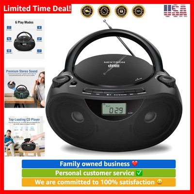 Portable Stereo CD Player Boombox with AM/FM Radio, Bluetooth, USB, AUX-in, H...