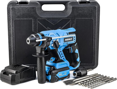 NEIKO 10882A Cordless Rotary Hammer Drill, Includes 20-Volt Li-ion Rechargeable 
