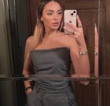 Zara Gray Drapped Strapless Bodysuit Size Large