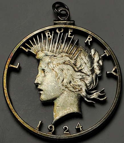SILVER PEACE DOLLAR COIN PENDANT 