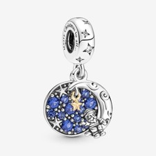 NUOVO Pandora CHRISTMAS CHARM Babbo Natale Luna Oro 14K Stella 769648C01 SPEDIZIONE GRATUITA