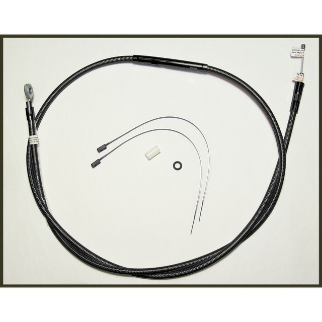 Magnum Black Pearl Braided 64" Plus + 2 Clutch Cable for Harley FLH/T