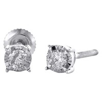 10K WeißGold Runde Diamant 4-Krallen Miracle Set Ohrstecker 3.75Mm 0.15 CT