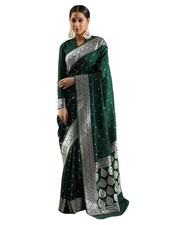 Women's Kanjivaram Silk Saree Jacquard Banarasi Sari With Blouse Piece