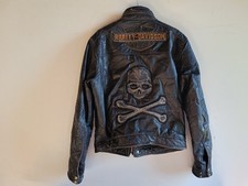 Giacca Con Scritta Harley Davidson Pelle Morbida Vissuta Leggi Descrizione Tg. L