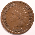 1884 Indian Head Penny Cent Fine (F)