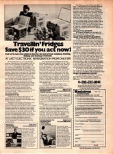 1980 Koolatron Industries, Travellin' Fridges Batavia NY - Magazine Print Ad