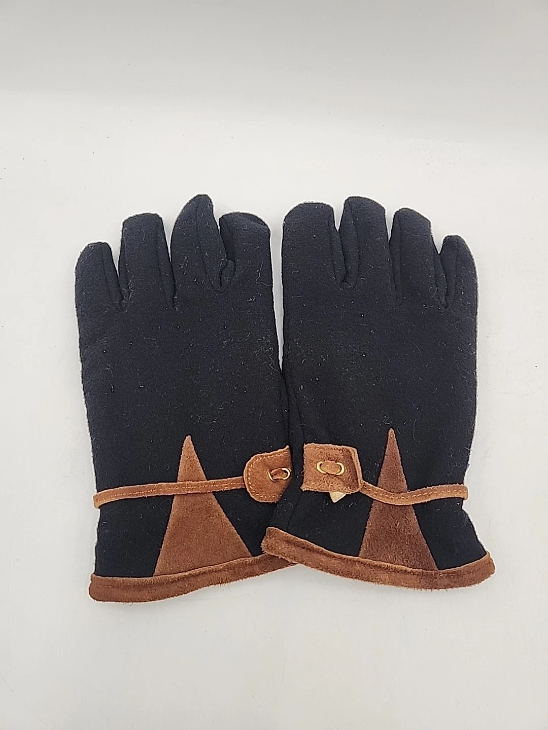 Pendleton 100% Wool Gloves Mens size Extra Large Black Leather Trim Made in USA
