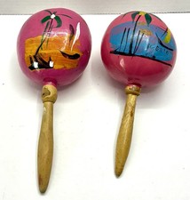 Vintage Hand Painted Mexican Maracas Gourd Shaker Music Cozumel Mexico 9  