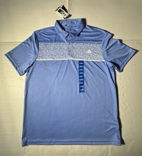 NWT Defect Last Photo Adidas Golf Polo Floral Printed Light Blue Men Size Large