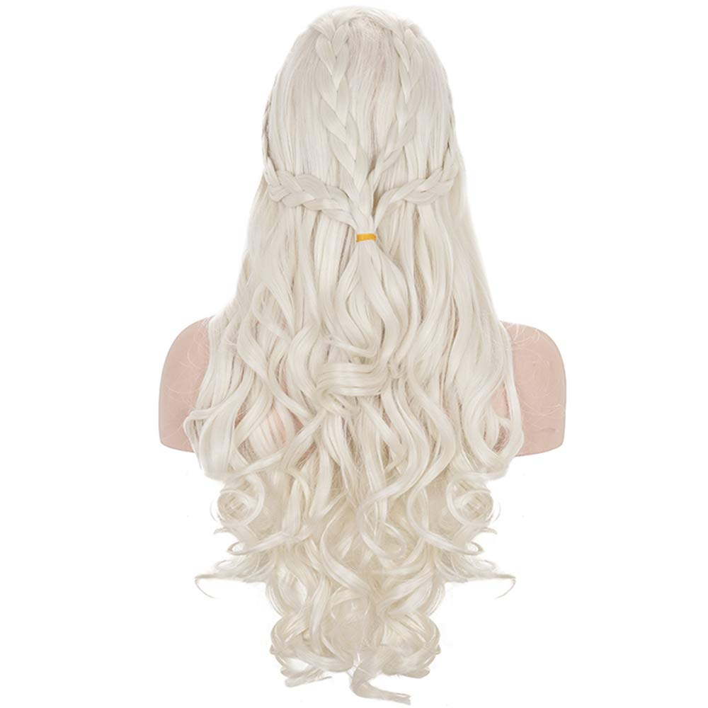 Long Blonde Braided Cosplay Wig Womens Blond Wavy Curly  display picture 1