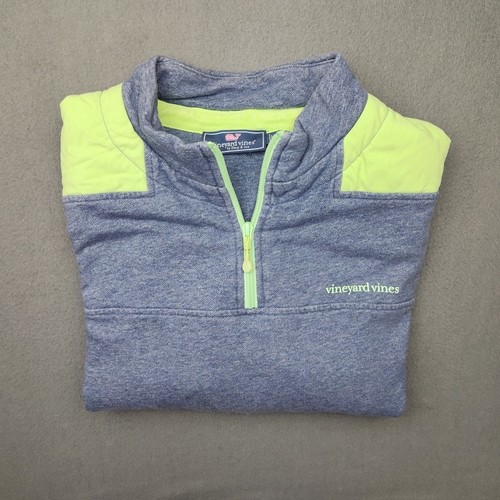 Vineyard Vines Sweater Mens Large Blue Green Shep Shirt Pullover Quarter Zip