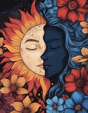 Sun and Moon Diamond Art Painting Kits for Adults-Round Full Drill Diamond Art