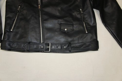 Robert Graham Vegan Black Leather Moto Jacket Mens L Faux Orange Lined Full Zip image 3
