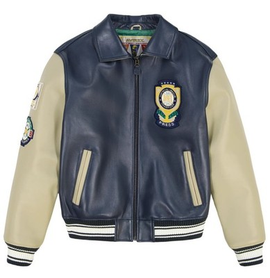 Men Genuine Leather Bomber Jacket Embroidered/DTF Logo Applique Limited Edition