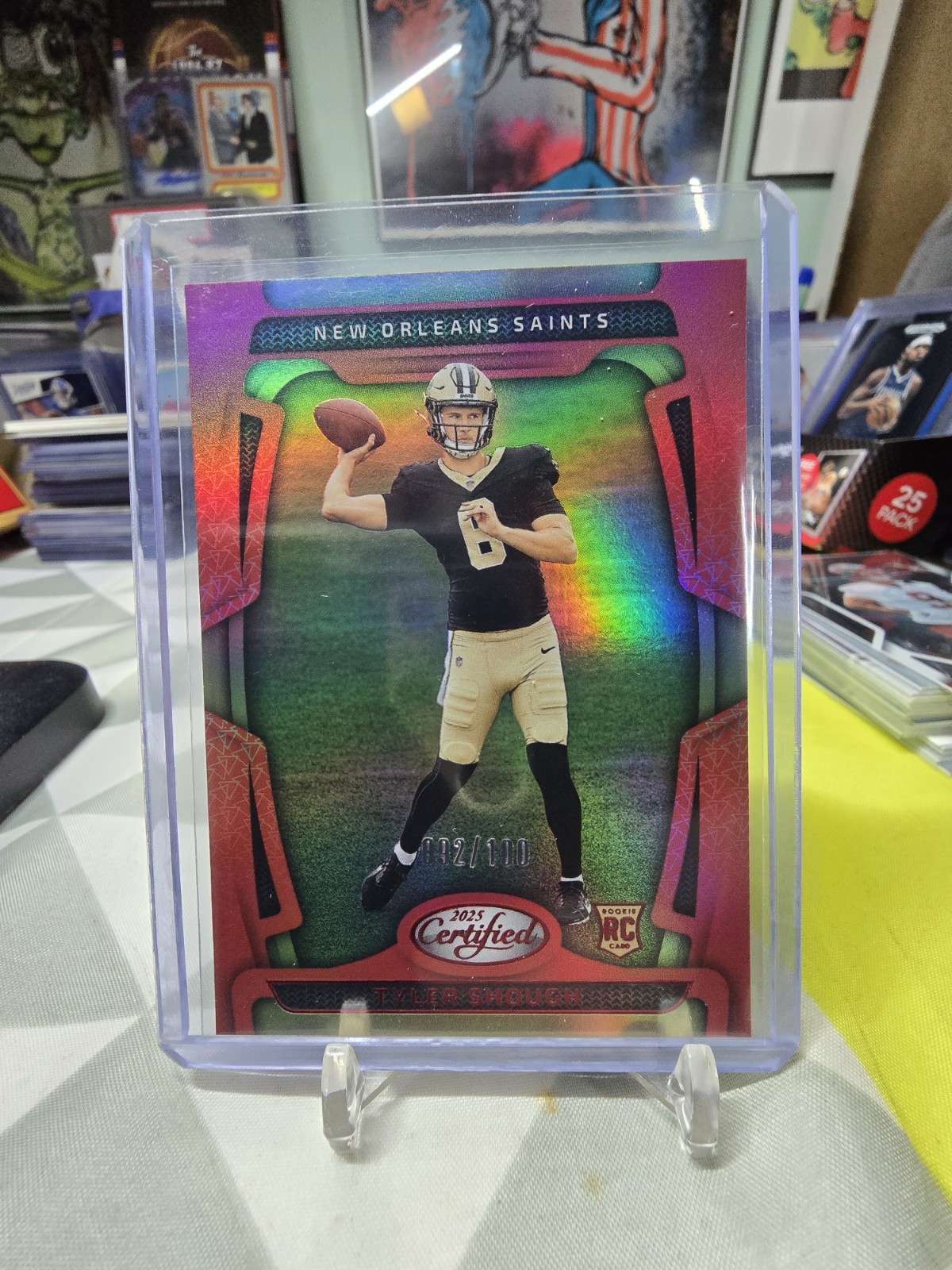 2025 Panini Certified Tyler Shough /100 Red Mirror Rookie #102 Saints RC