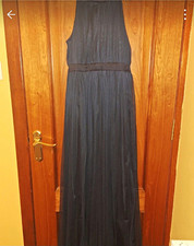 NEXT Women’s Navy Sleeveless Sheer Mesh Pleated Maxi Dress Zip Back Size S