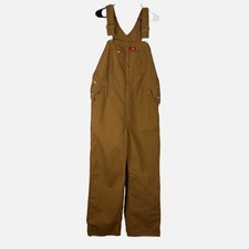 Dickies Men's Classic Bib Duck Denim Overalls Size 16 Rinsed Brown