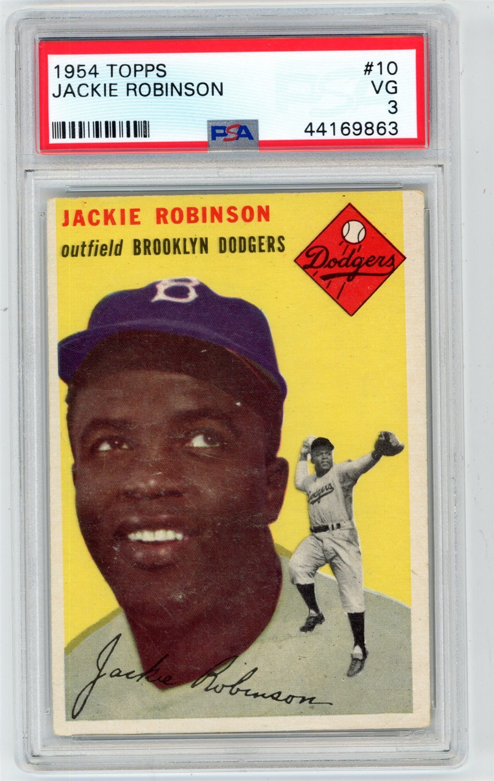 1954 Topps JACKIE ROBINSON #10 Brooklyn Dodgers HoF PSA 3 Very Good A358