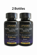 LIFVORA Biotin 25000 mcg Collagen Keratin 2 P...