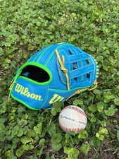 2025 Wilson A2000 PP05 11.5  H Web Infield Baseball Glove Baby Blue/Yellow/Green