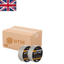 High-Quality 12 Rolls of 48mm x 50m Silver Duct Tape - No Residue, Waterproof 0.17 per metre