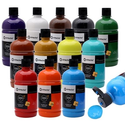 Artecho 12 Colors Large Bulk Acrylic Paint Set 500ml/17oz Bottles, Art Craft ...