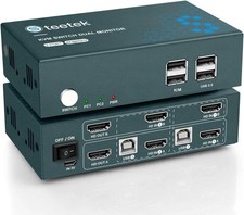 Steetek KVM Switch Dual Monitor 2-Port 4K@60Hz New