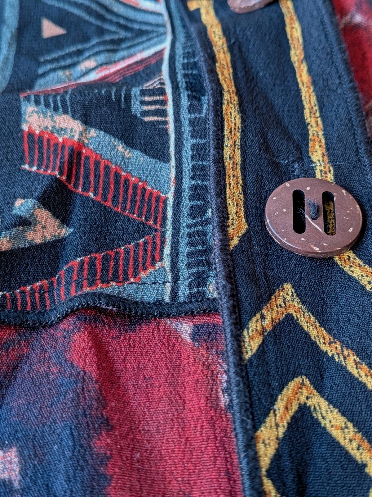 John Mark Multi Patchwork Collar 3/4 Sleeve Butto… - image 8