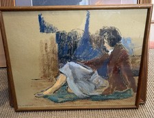 Original Mid Century Modernist Framed Figurative Painting. Franklin White.
