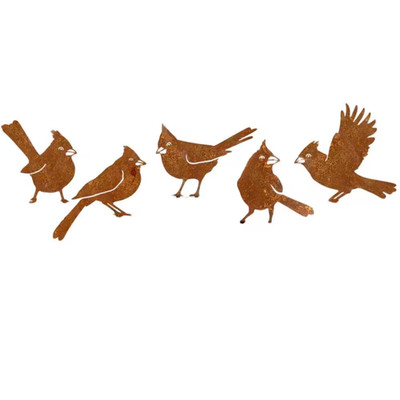 5-Piece Rusty Birds Decoration, Metal Birds Yard Decor Perfect Yard Art and Larg