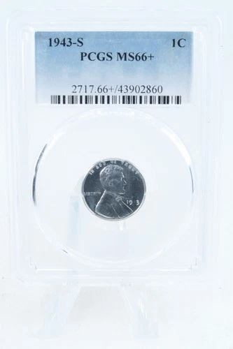 1943-S PCGS MS66+ Steel Lincoln Wheat Cent Business Strike 1C