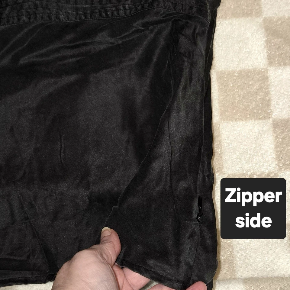 Старый темно-Y2K винтажный маленький черный Babydoll 100% шелк и кружева Майка Whimsigoth - Изображение 4 из 4