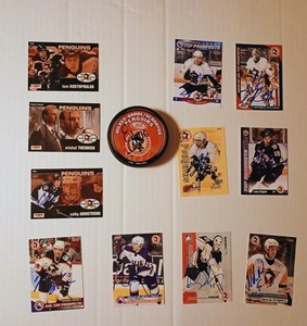 Wilkes-Barre/Scranton Penguins Autograph Lot(12)Erik Christensen Puck + 11 Cards