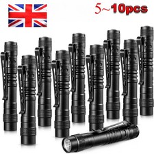 5-20pcs Mini LED Torch 1000 Lumens Penlight Flashlight Pocket Pen Light Clip UK
