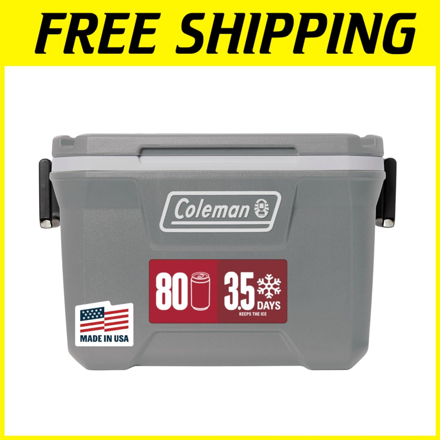 Insulated Hard Cooler, 150QT, Have-a-Seat Lid, Carry Handles