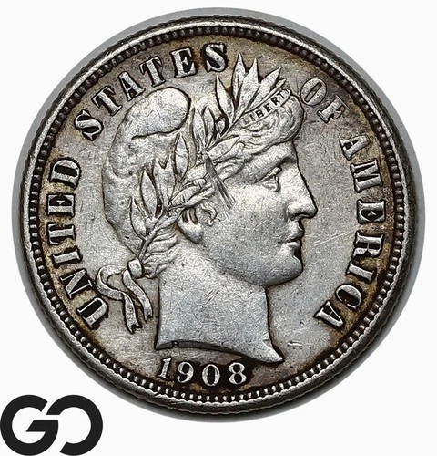 1908-S Barber Dime — photo from the most recent tracked eBay sale