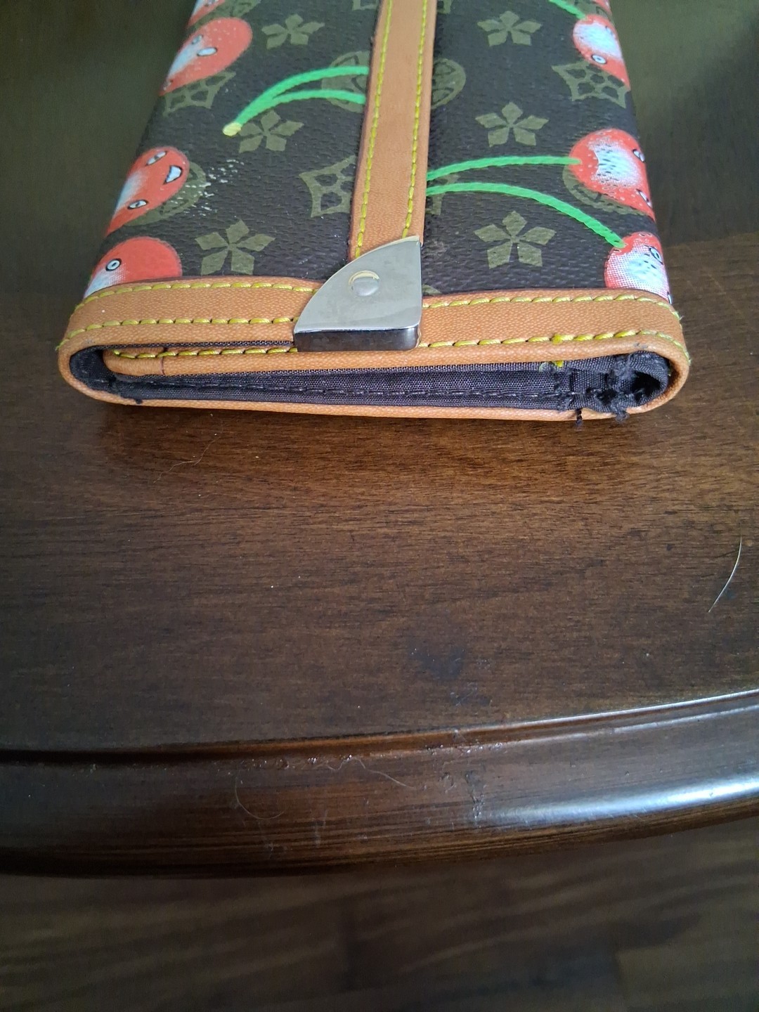 Cherry Pattern  Brown Wallet Bifold - image 4